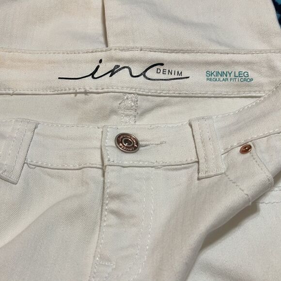 INC Denim Skinny Leg Regular Fit Crop, Women’s Size 4/27, White Jeans, Low Rise - Picture 5 of 6